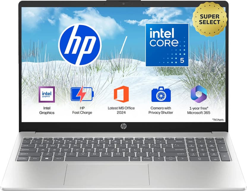 HP 15 Intel Core 5 120U 24GB 512GB SSD Thin and Light Laptop